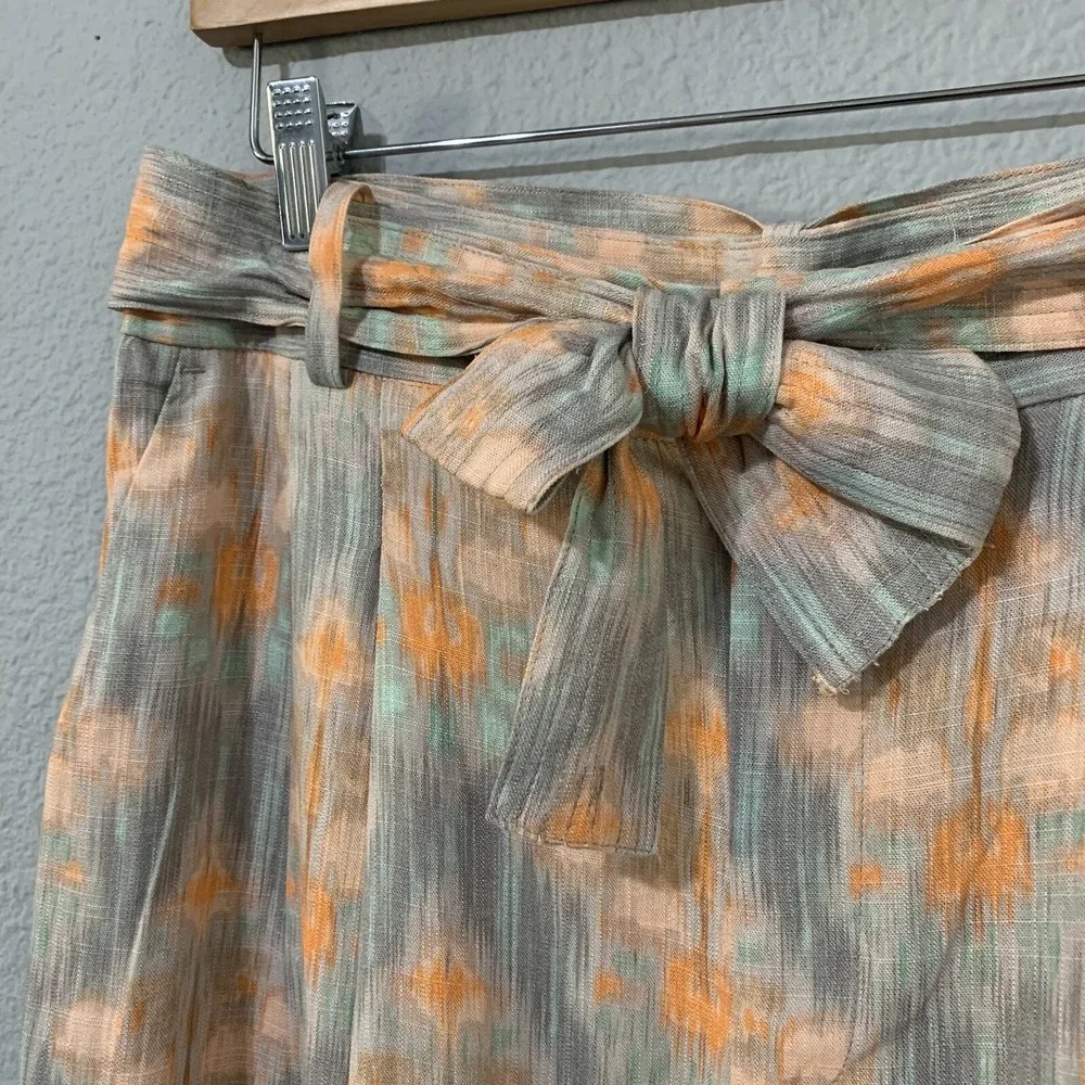 Zara New Flowy High Waist Wide Leg‎ Printed Pants with Self Belt Size L 8372/115